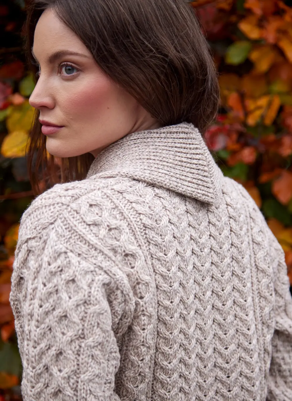 Keeva Shawl Collar Aran Cardigan 