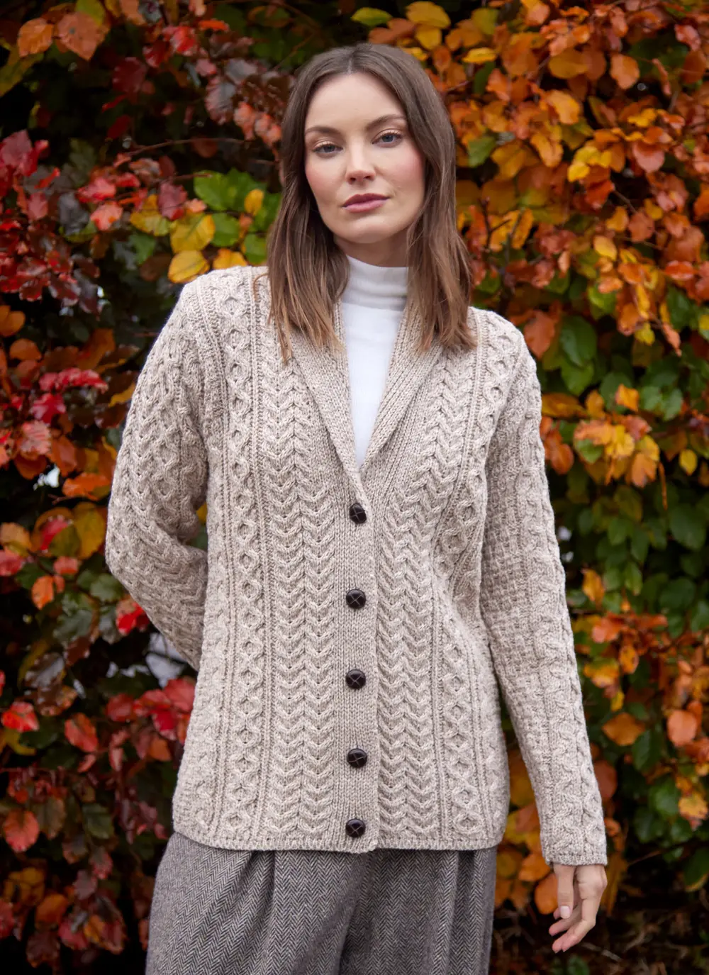 Keeva Shawl Collar Aran Cardigan 
