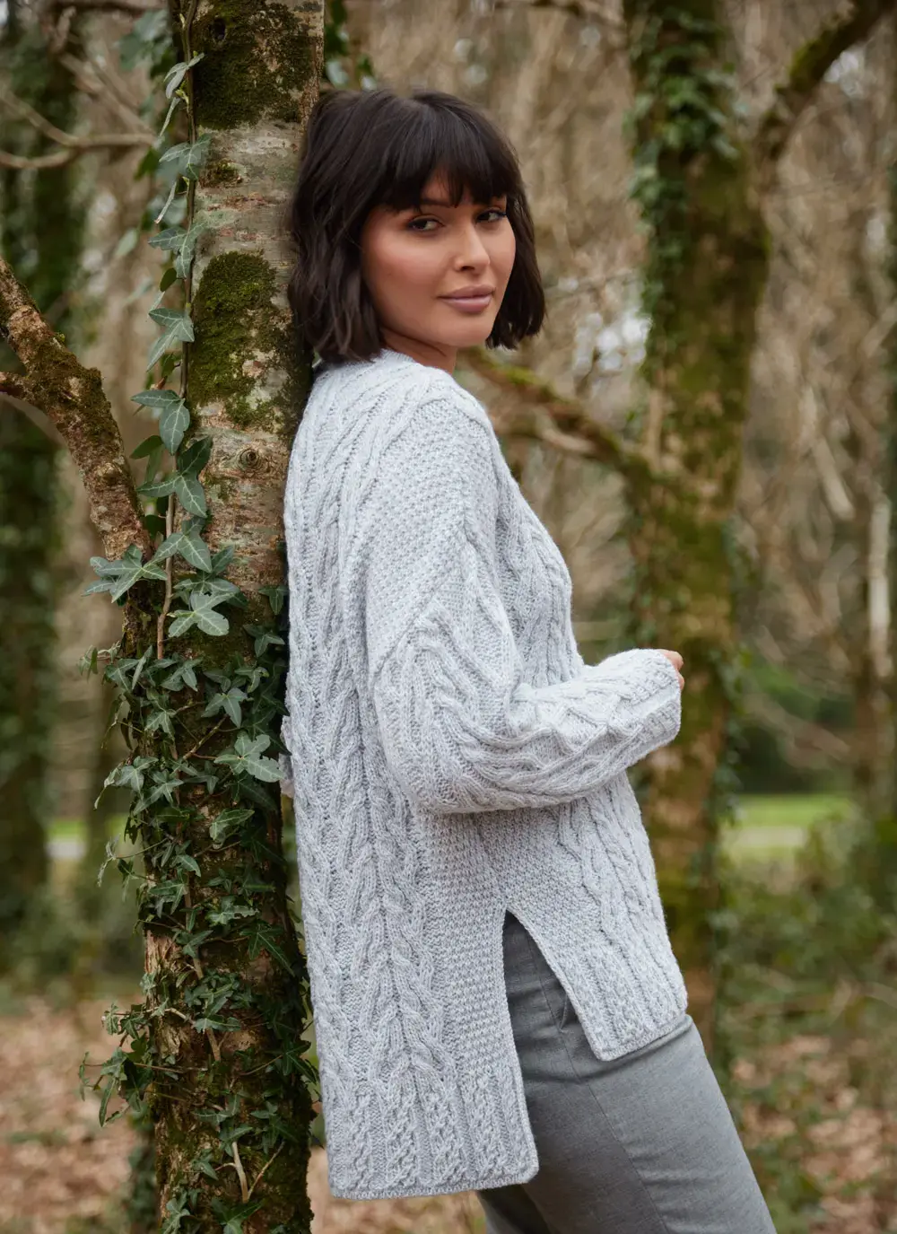 Supersoft Aran Trellis Boxy Sweater