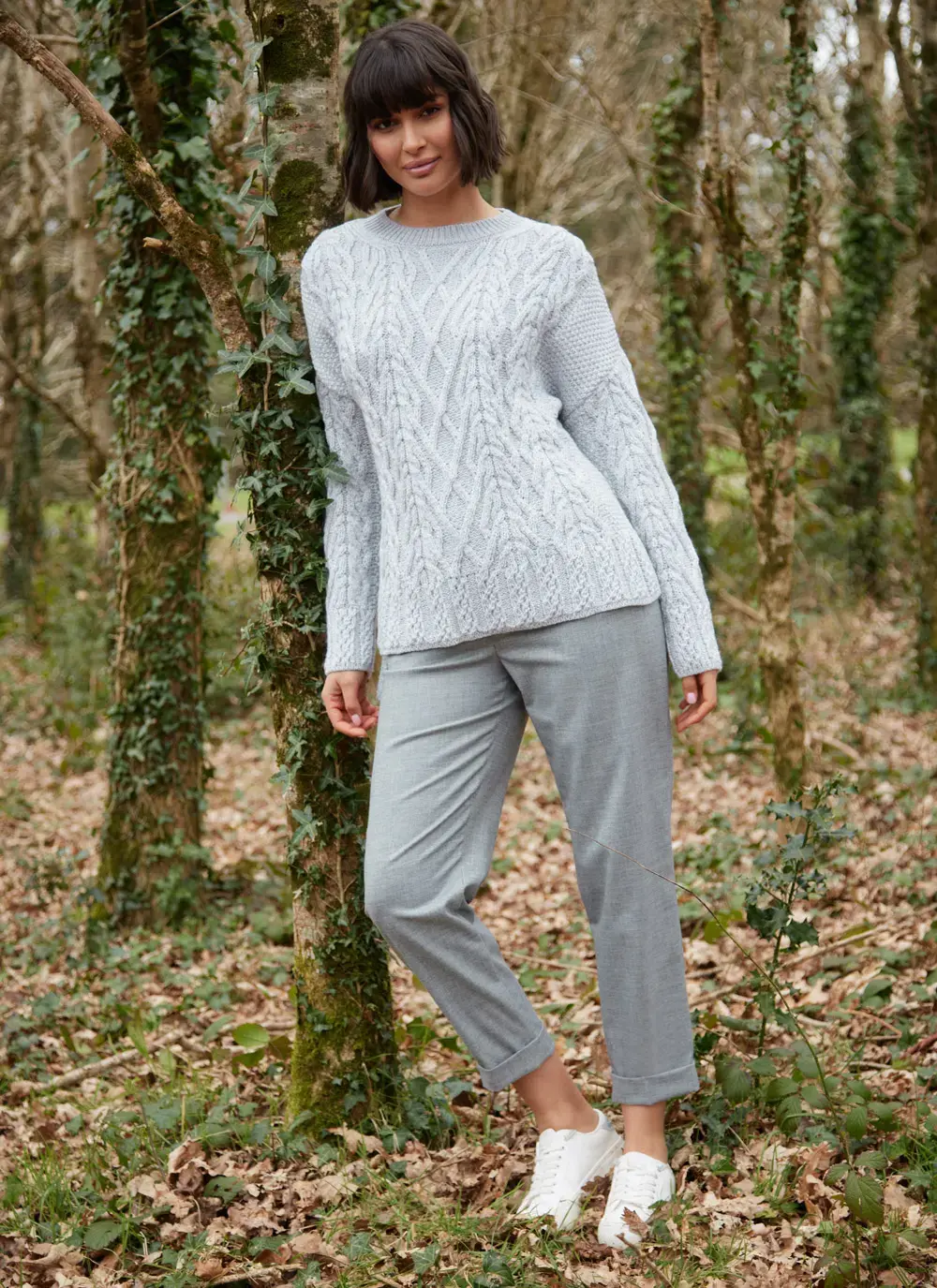 Supersoft Aran Trellis Boxy Sweater