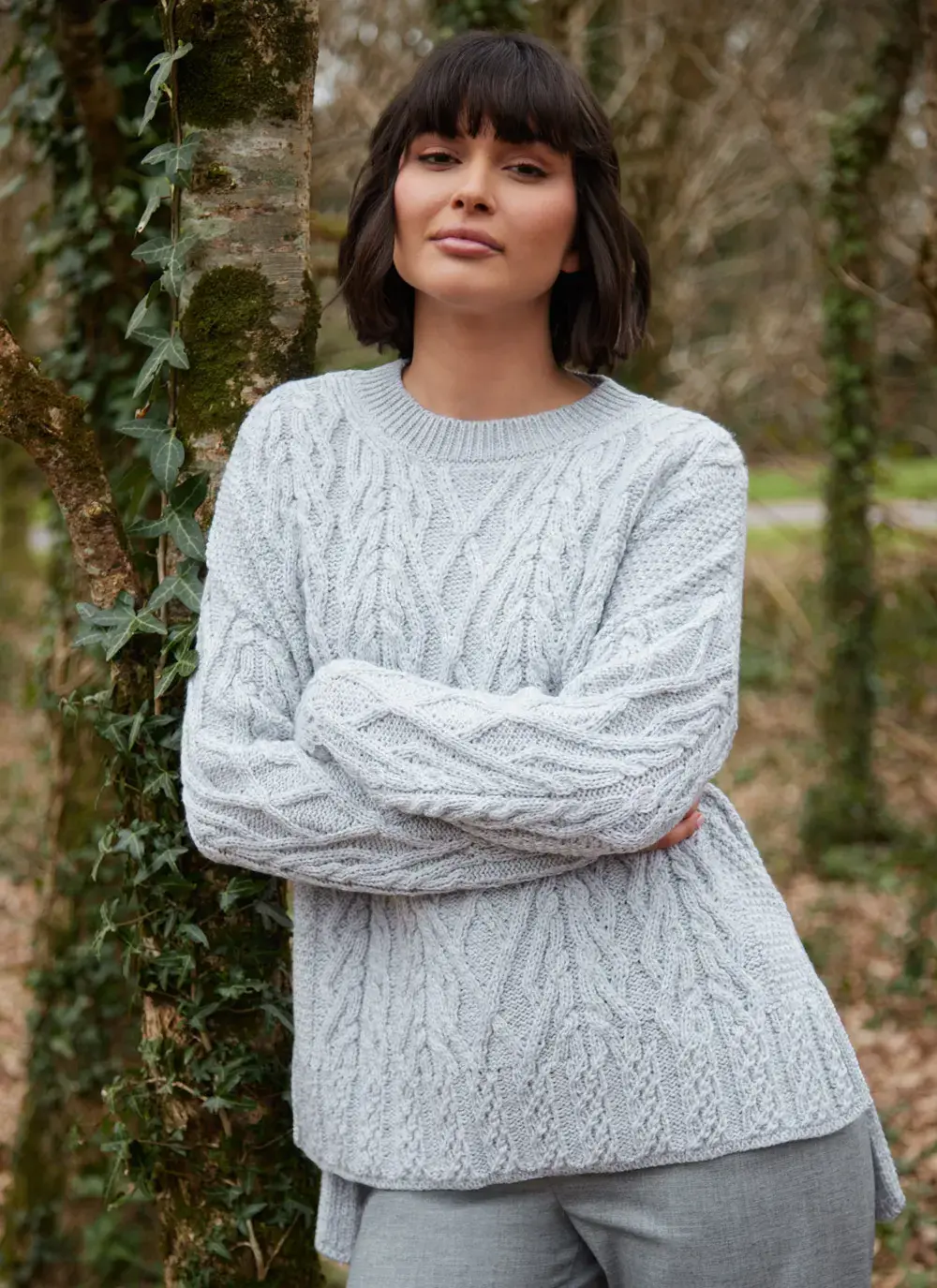 Supersoft Aran Trellis Boxy Sweater