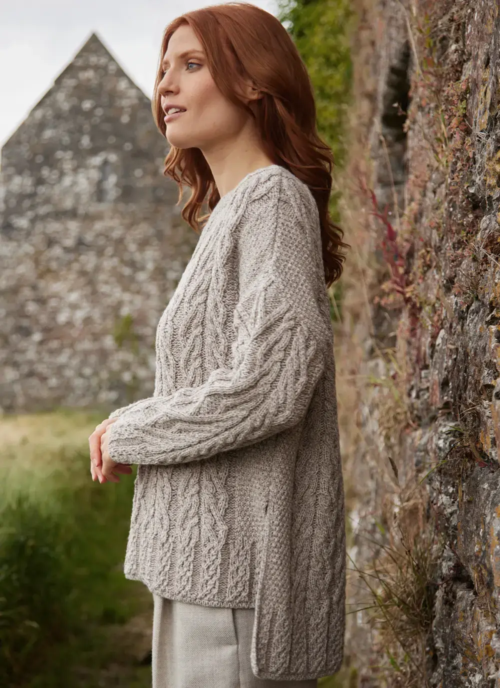 Supersoft Aran Trellis Boxy Sweater