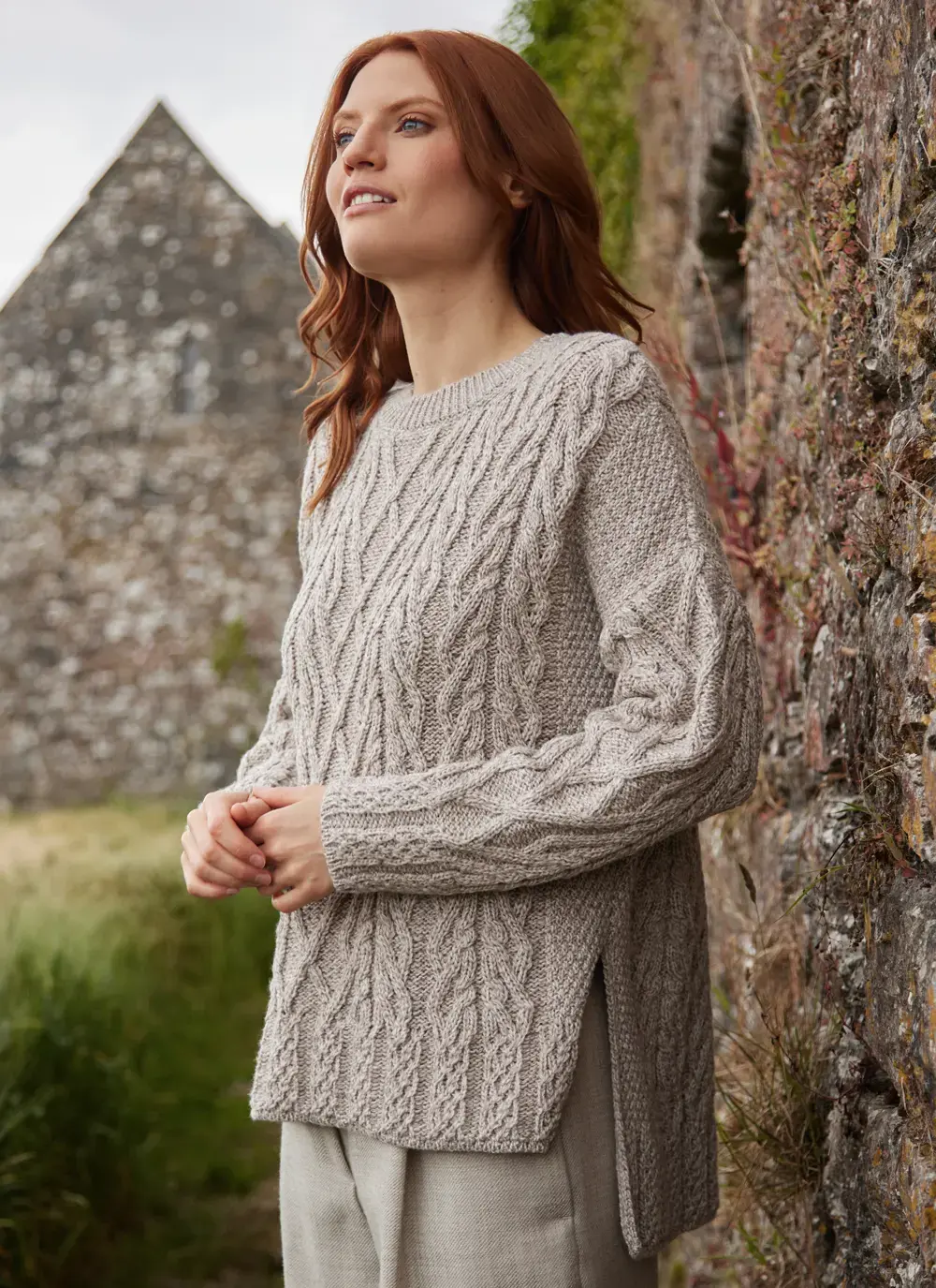 Supersoft Aran Trellis Boxy Sweater