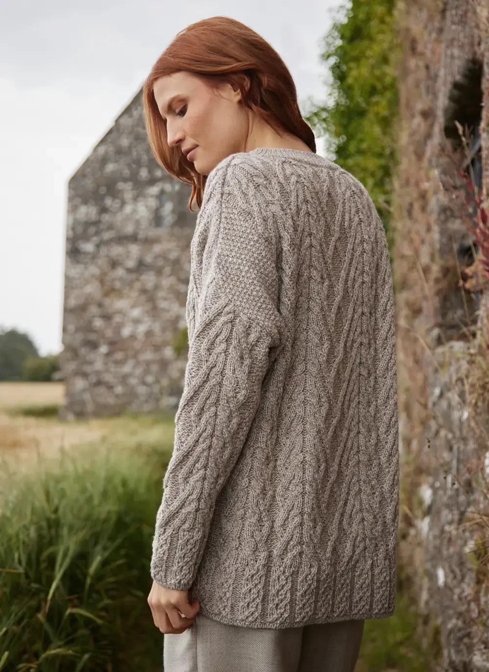 Supersoft Aran Trellis Boxy Sweater