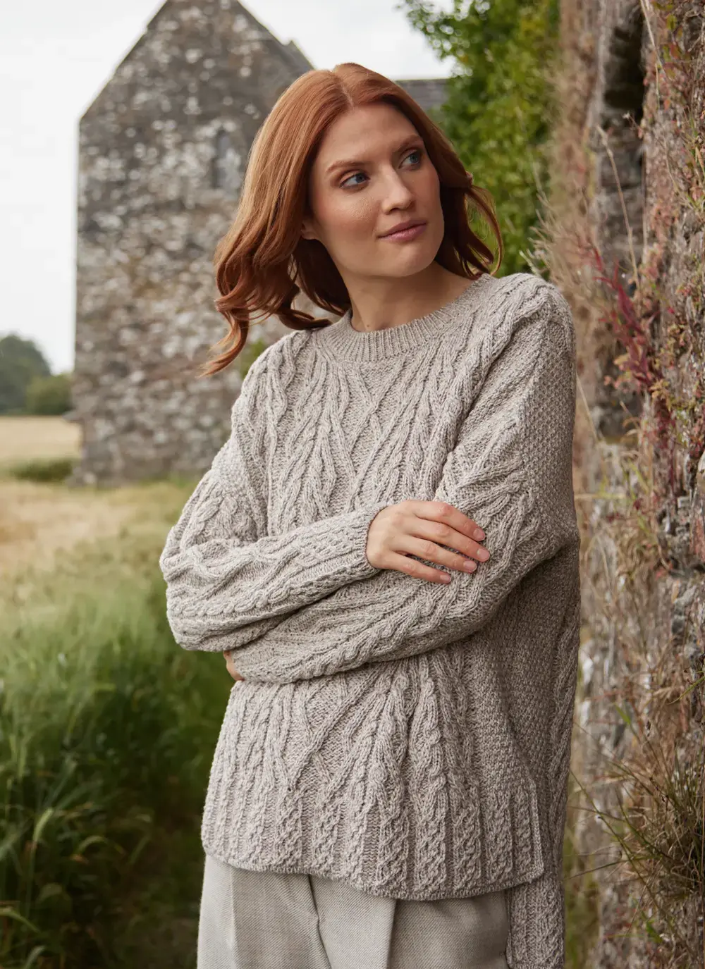 Supersoft Aran Trellis Boxy Sweater