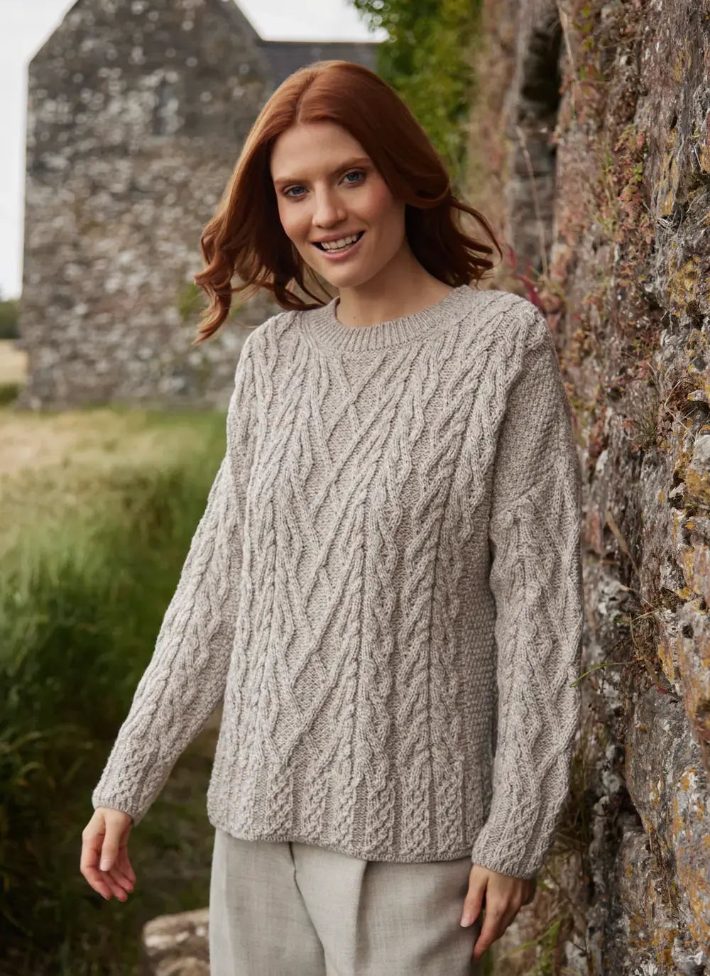 Supersoft Aran Trellis Boxy Sweater