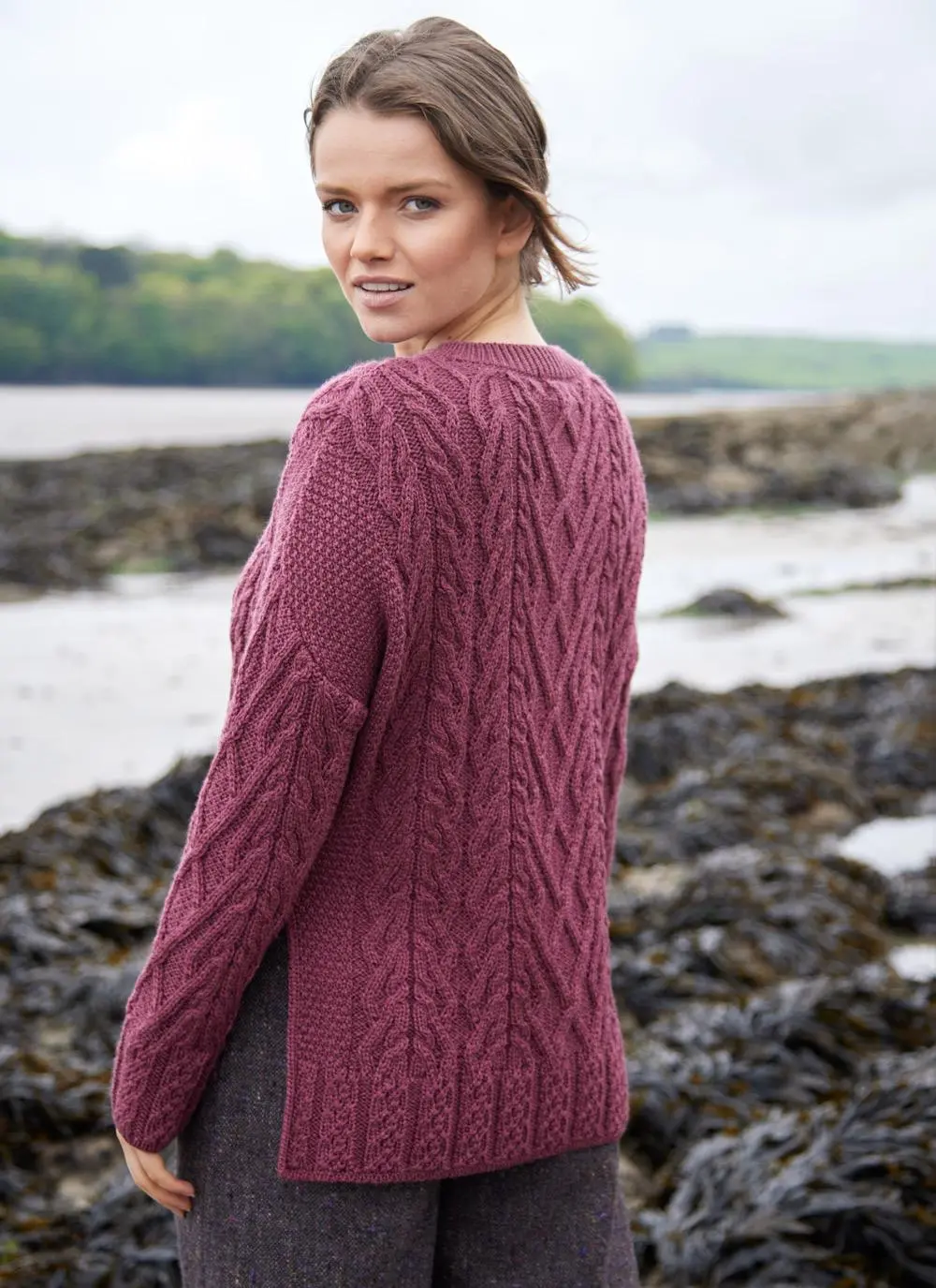 Supersoft Aran Trellis Boxy Sweater