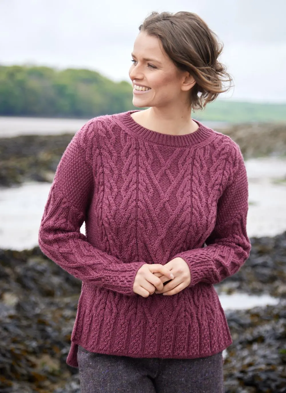 Supersoft Aran Trellis Boxy Sweater