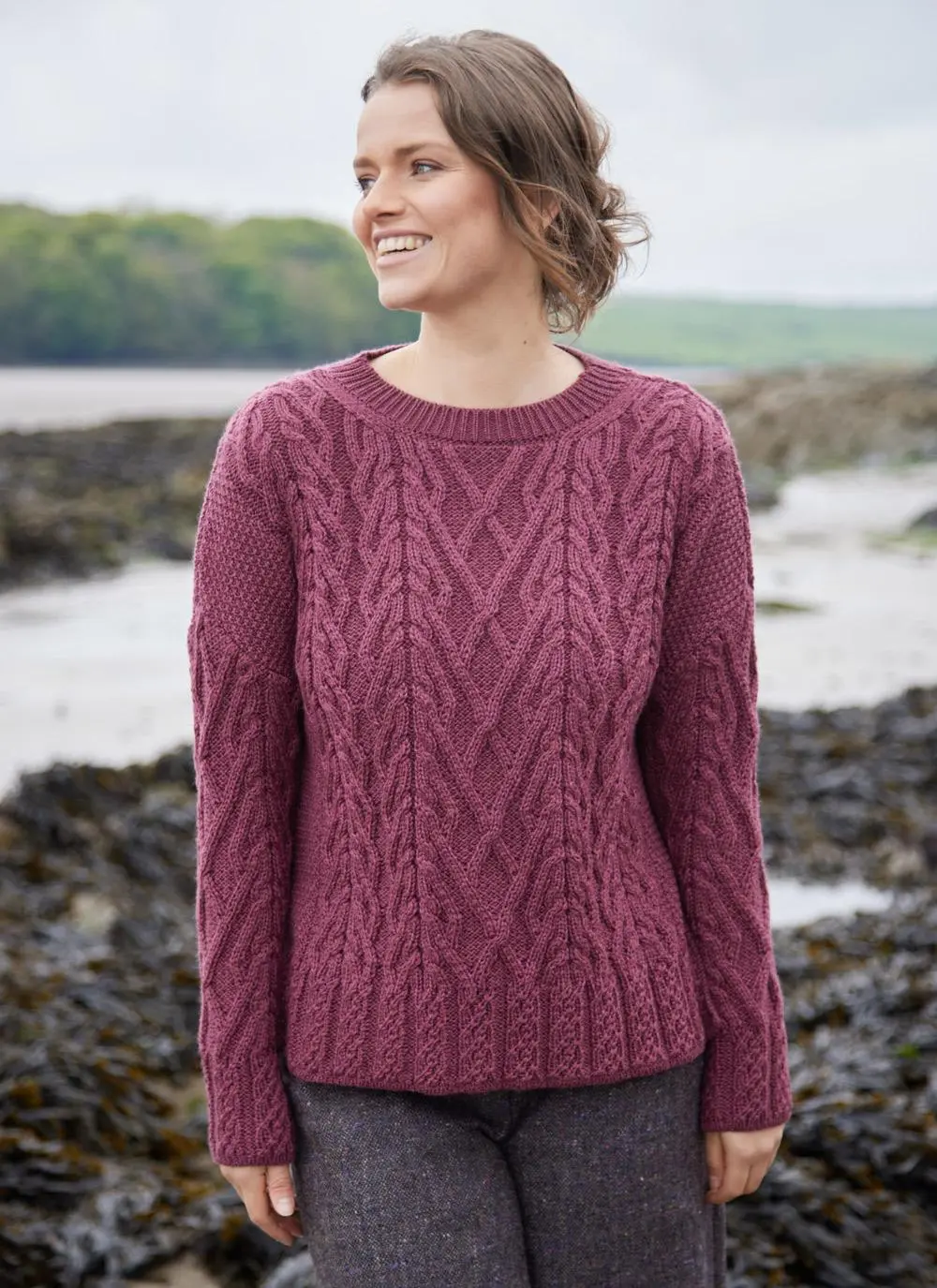 Supersoft Aran Trellis Boxy Sweater
