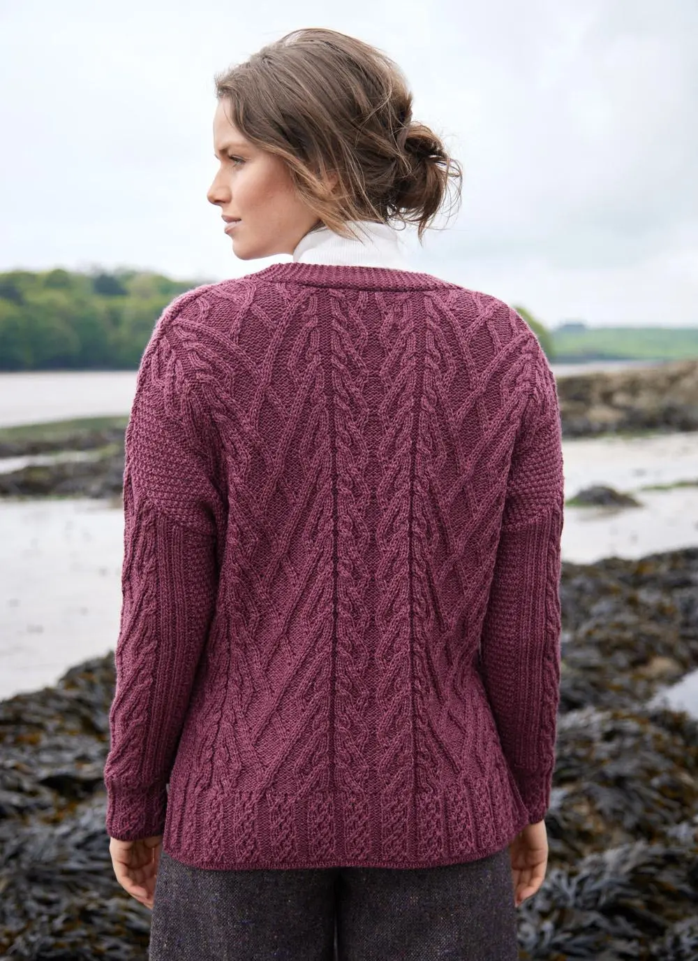 Supersoft Aran Trellis Boxy Cardigan