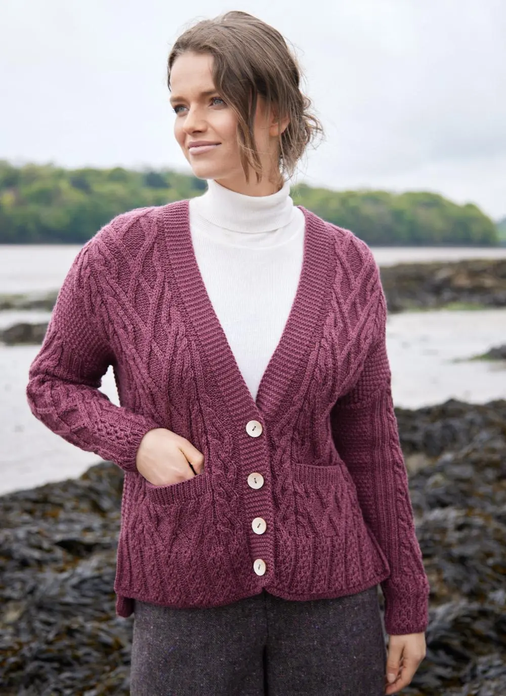 Supersoft Aran Trellis Boxy Cardigan