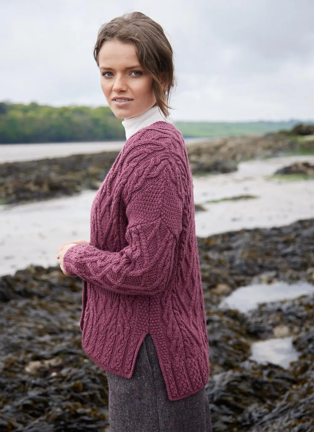 Supersoft Aran Trellis Boxy Cardigan