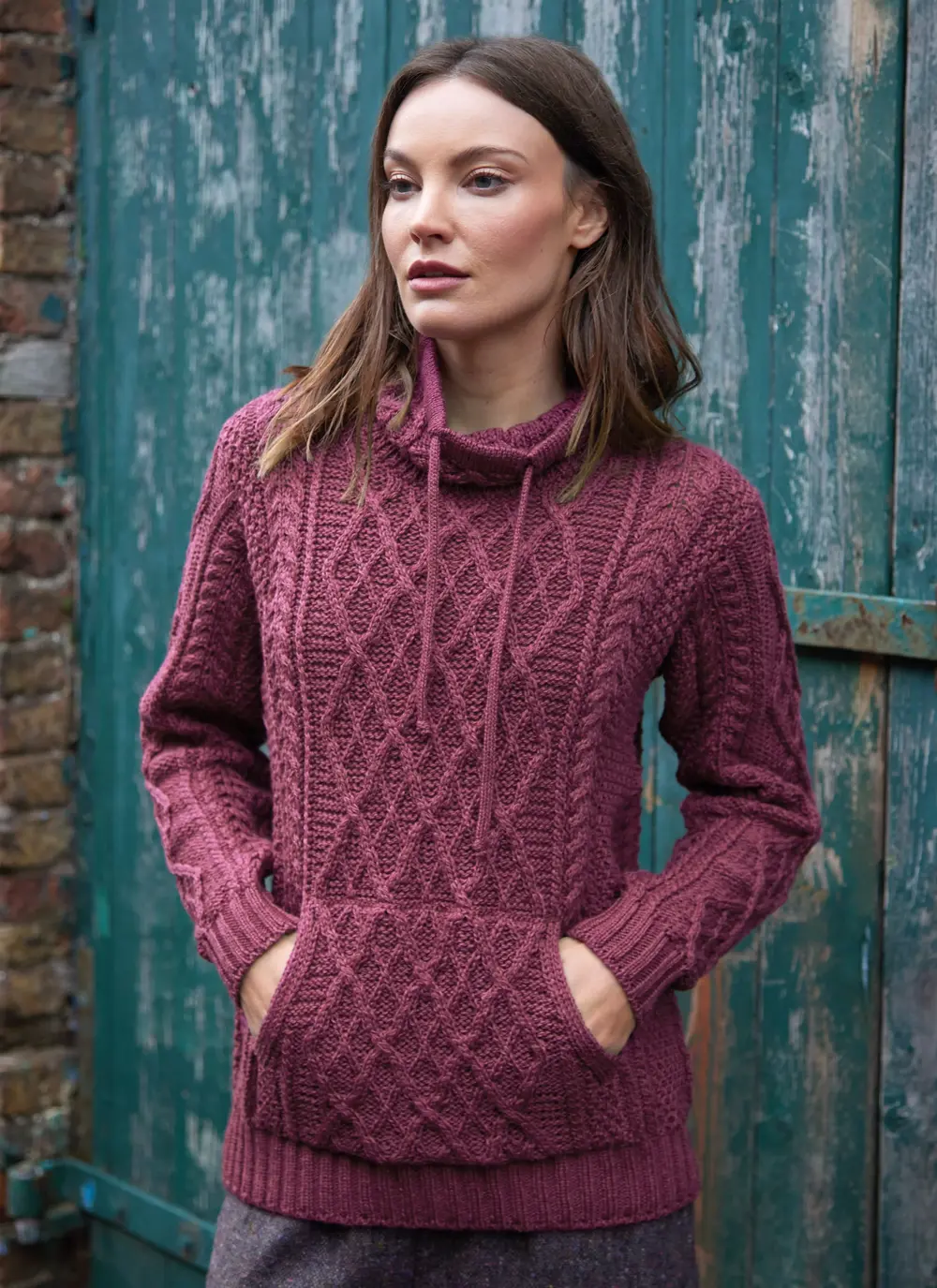 Aine Kangaroo Pocket Aran Sweater