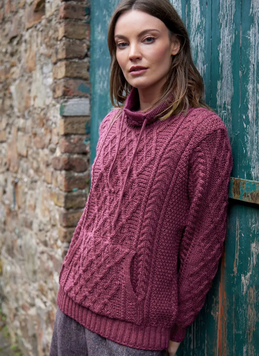 Aine Kangaroo Pocket Aran Sweater