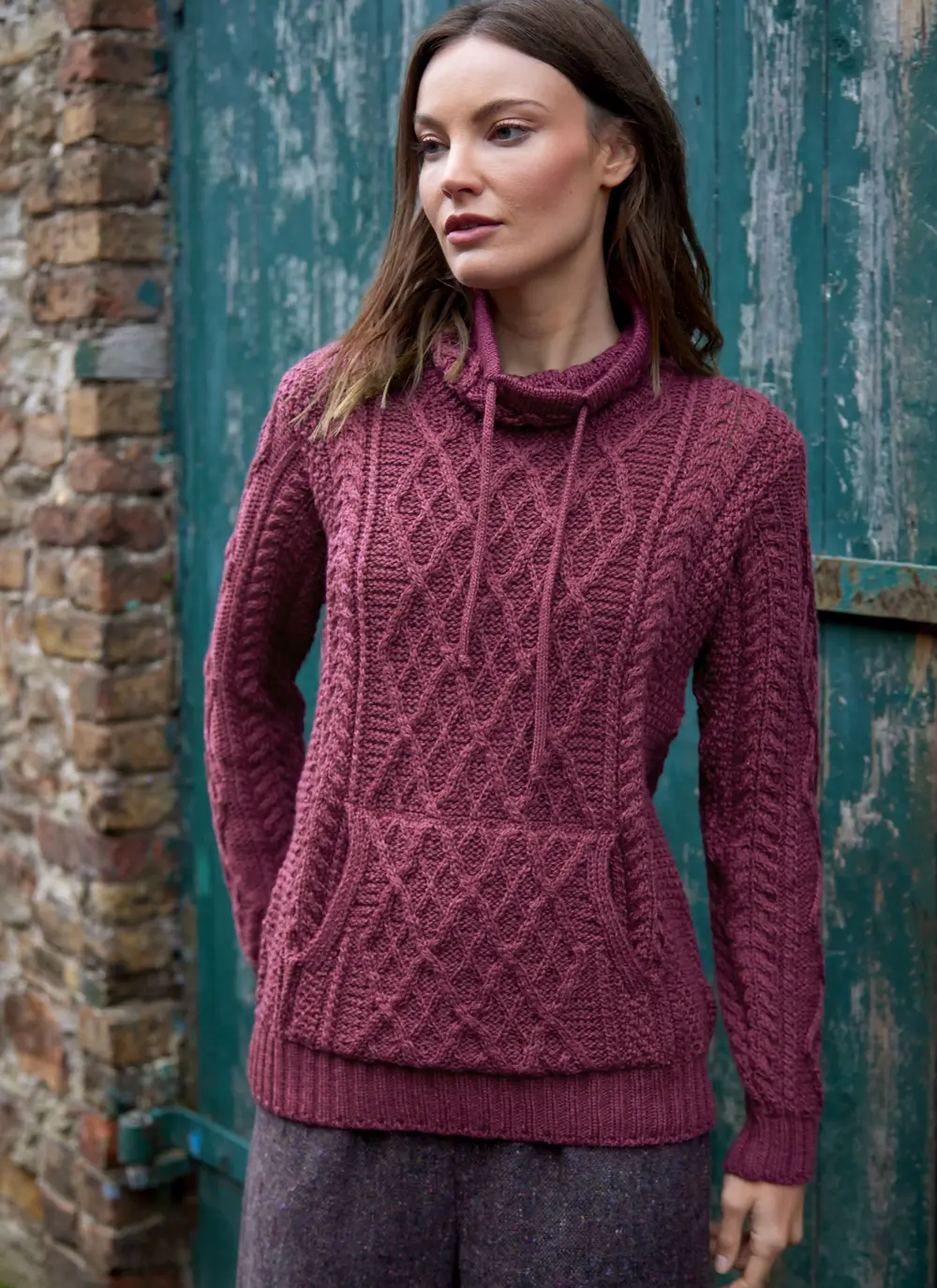Aine Kangaroo Pocket Aran Sweater