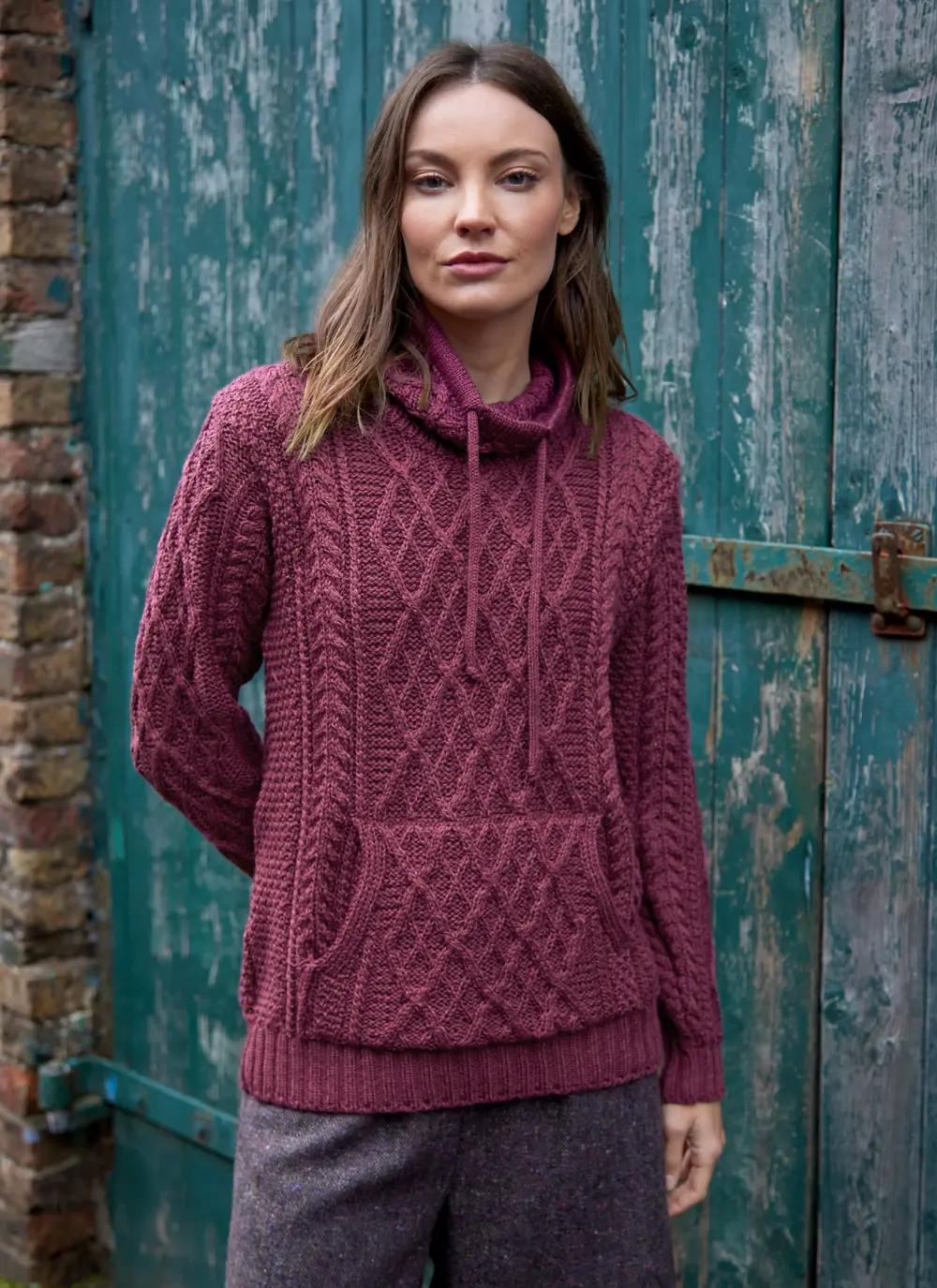 Aine Kangaroo Pocket Aran Sweater