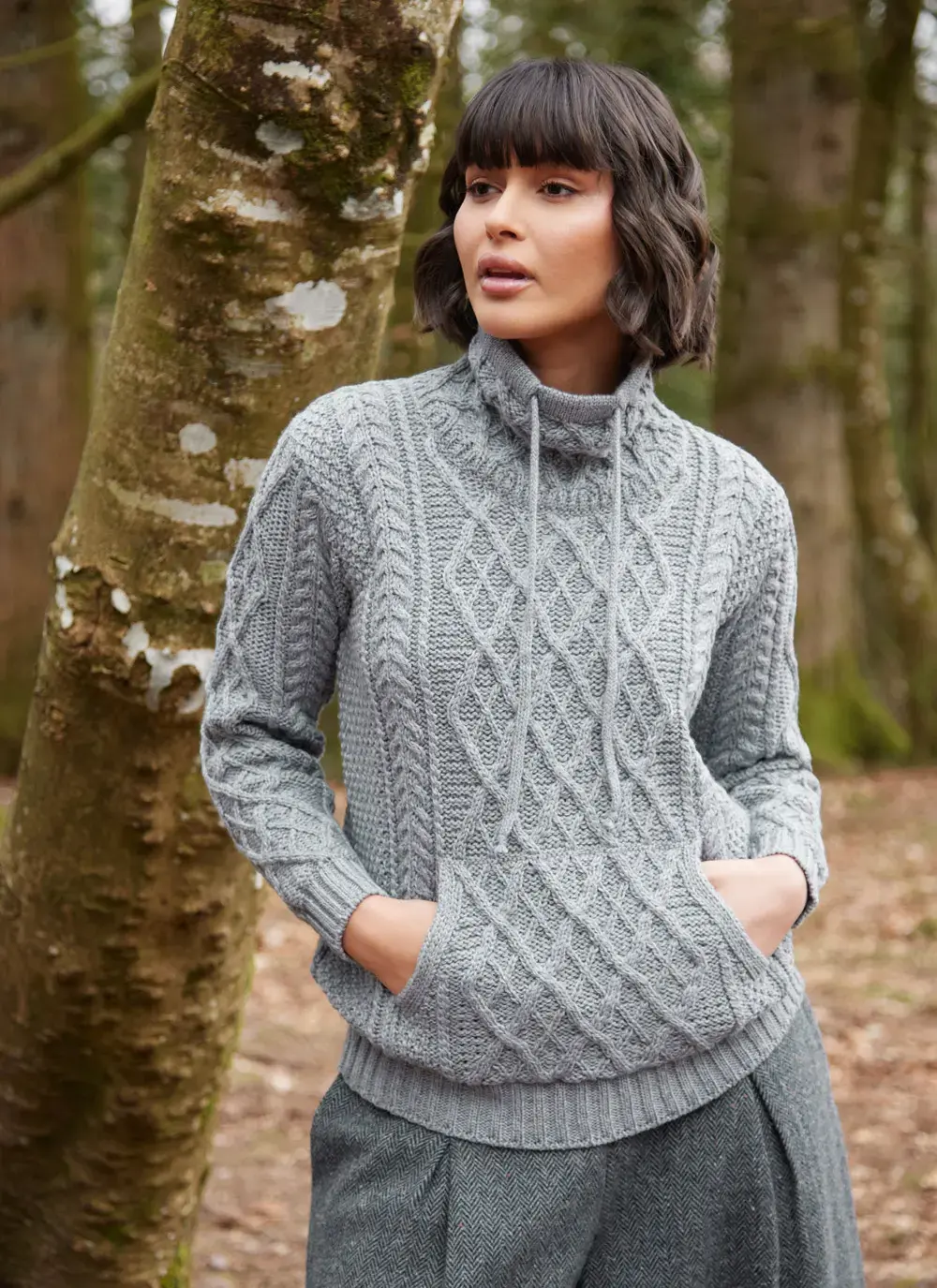 Aine Kangaroo Pocket Aran Sweater