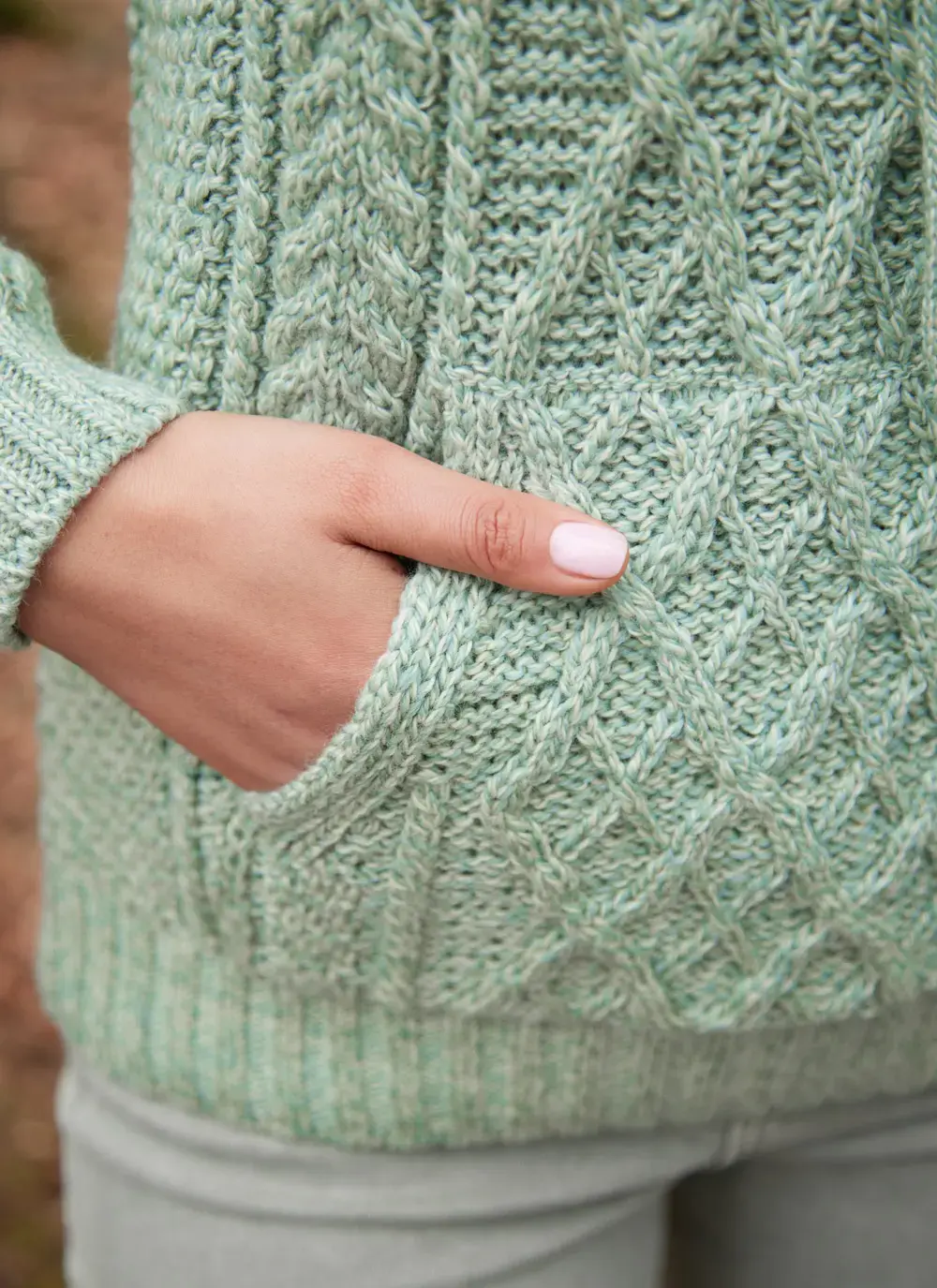 Aine Kangaroo Pocket Aran Sweater