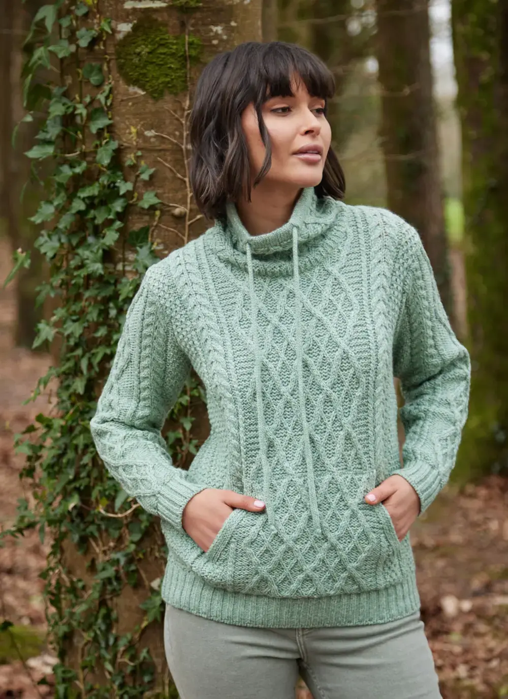 Aine Kangaroo Pocket Aran Sweater