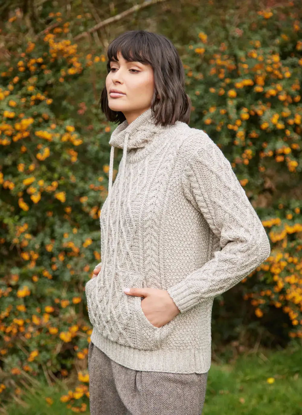 Aine Kangaroo Pocket Aran Sweater