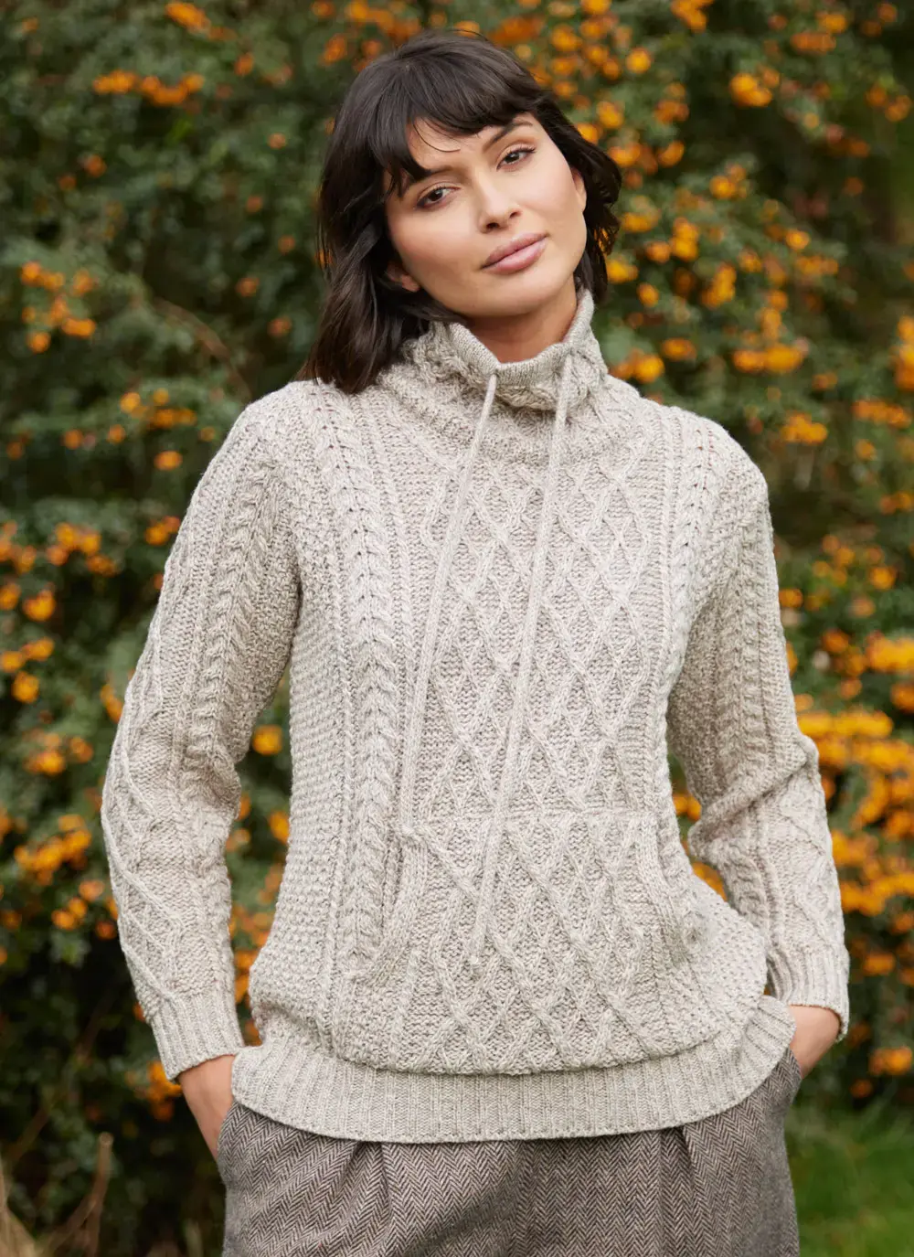 Aine Kangaroo Pocket Aran Sweater