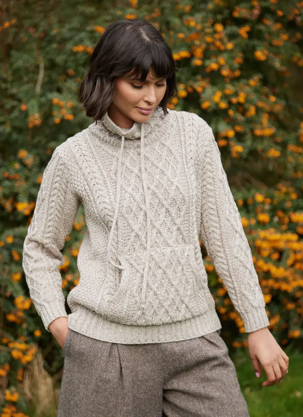 Aine Kangaroo Pocket Aran Sweater