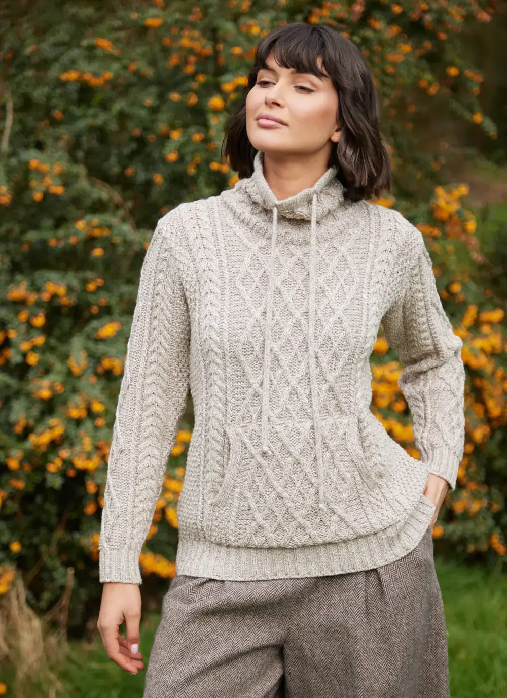 Aine Kangaroo Pocket Aran Sweater