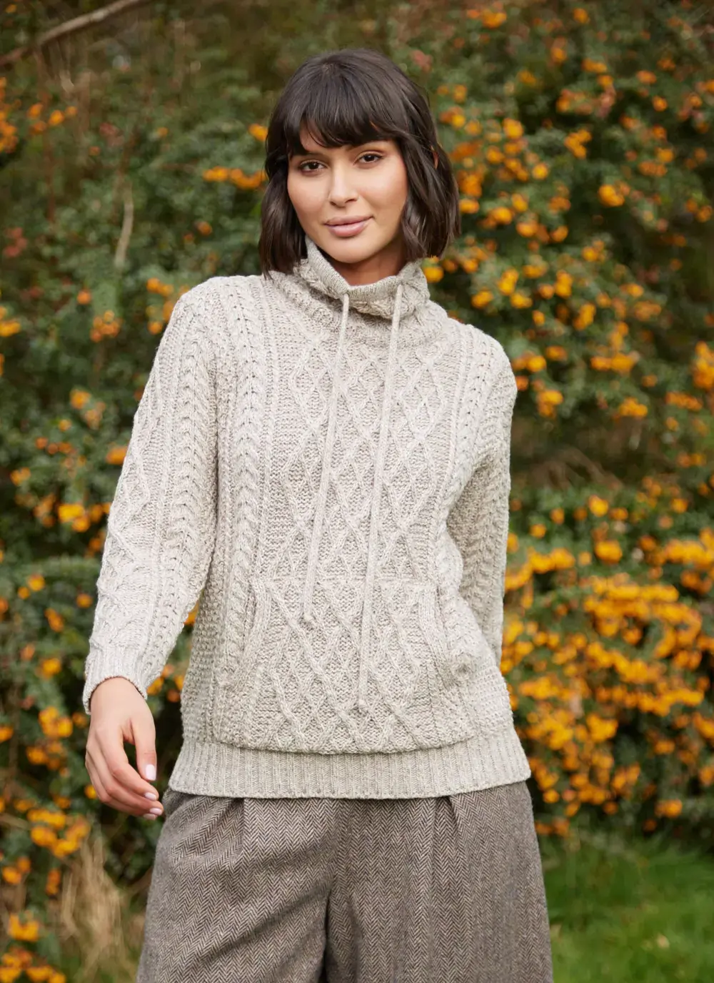 Aine Kangaroo Pocket Aran Sweater