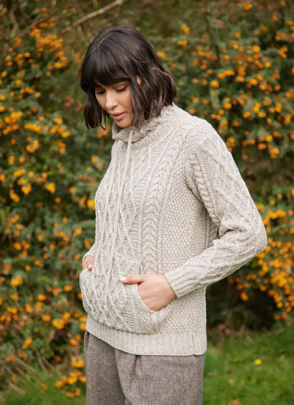 Aine Kangaroo Pocket Aran Sweater