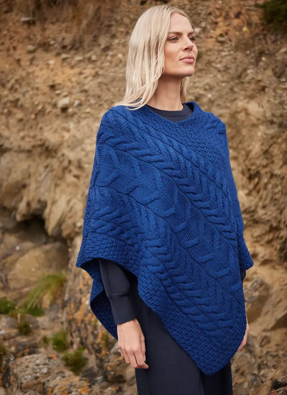 Supersoft Merino Wool Cable Poncho