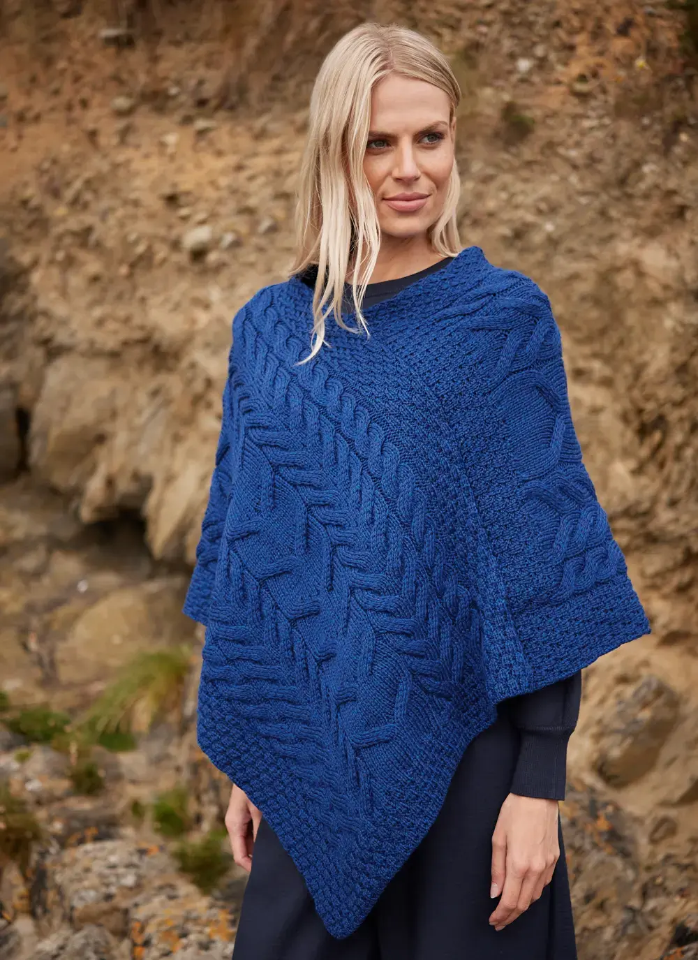 Supersoft Merino Wool Cable Poncho