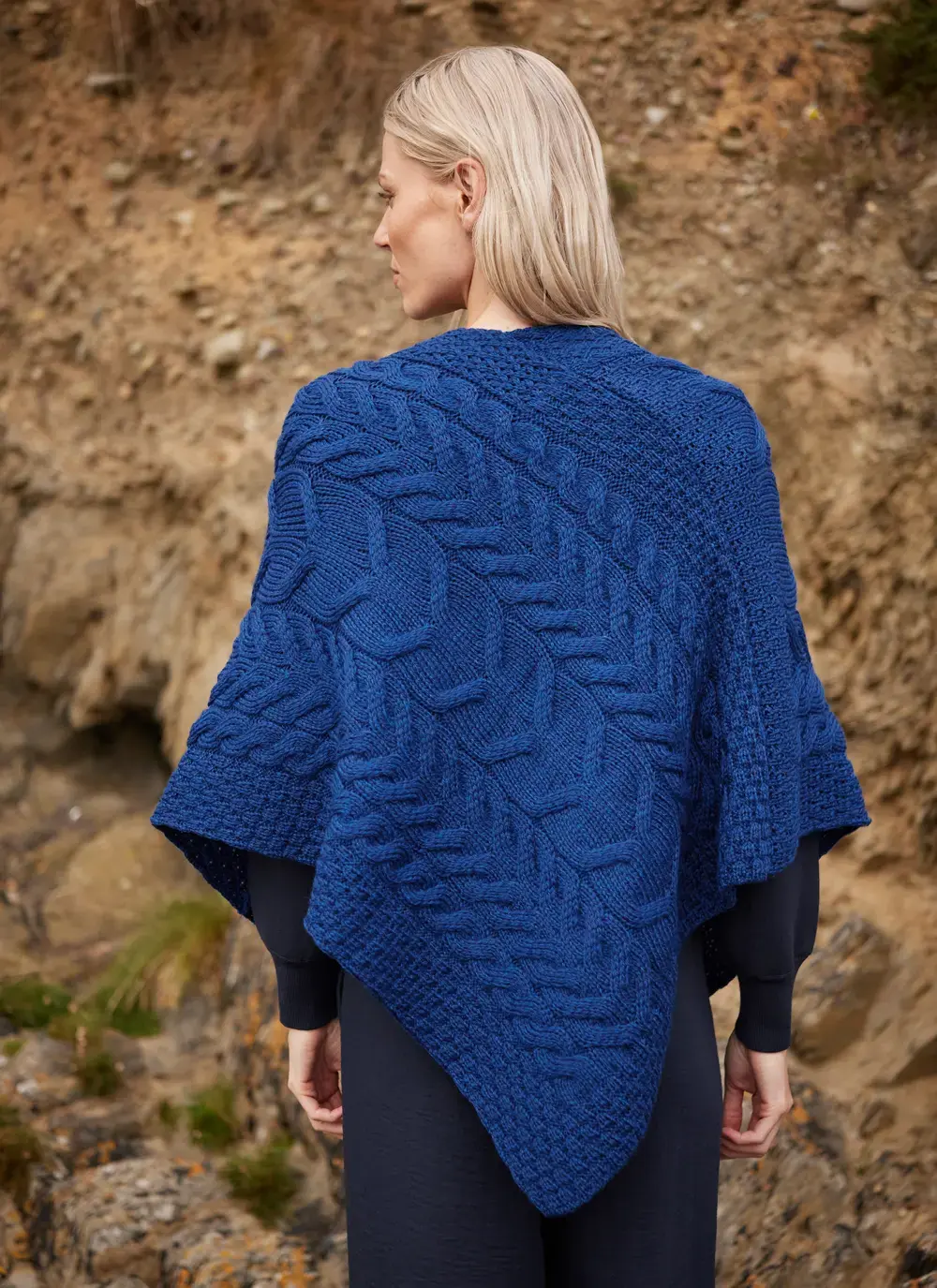 Supersoft Merino Wool Cable Poncho
