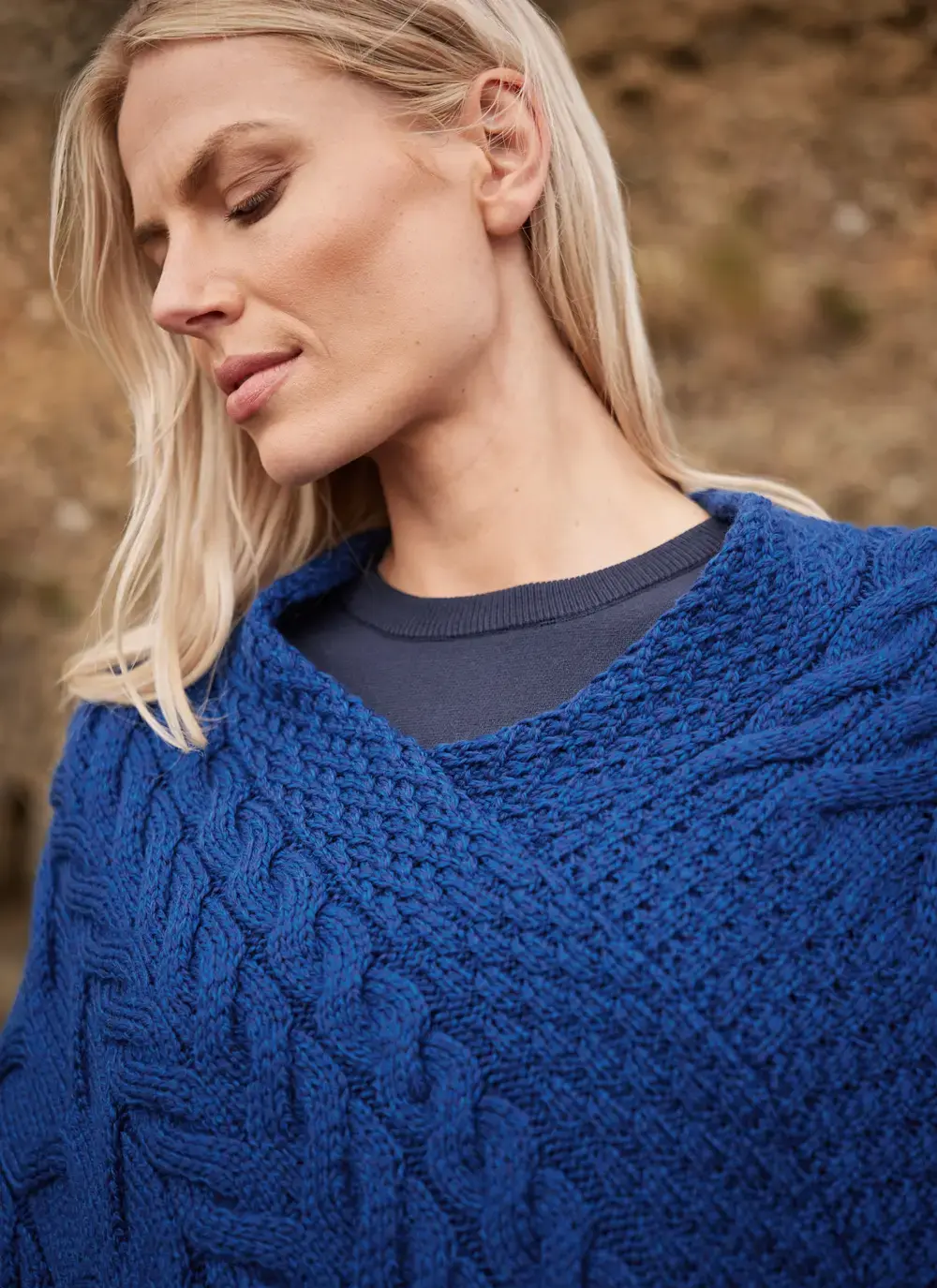 Supersoft Merino Wool Cable Poncho