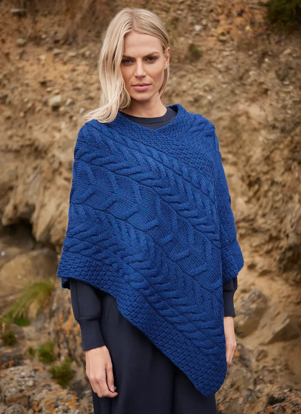 Supersoft Merino Wool Cable Poncho