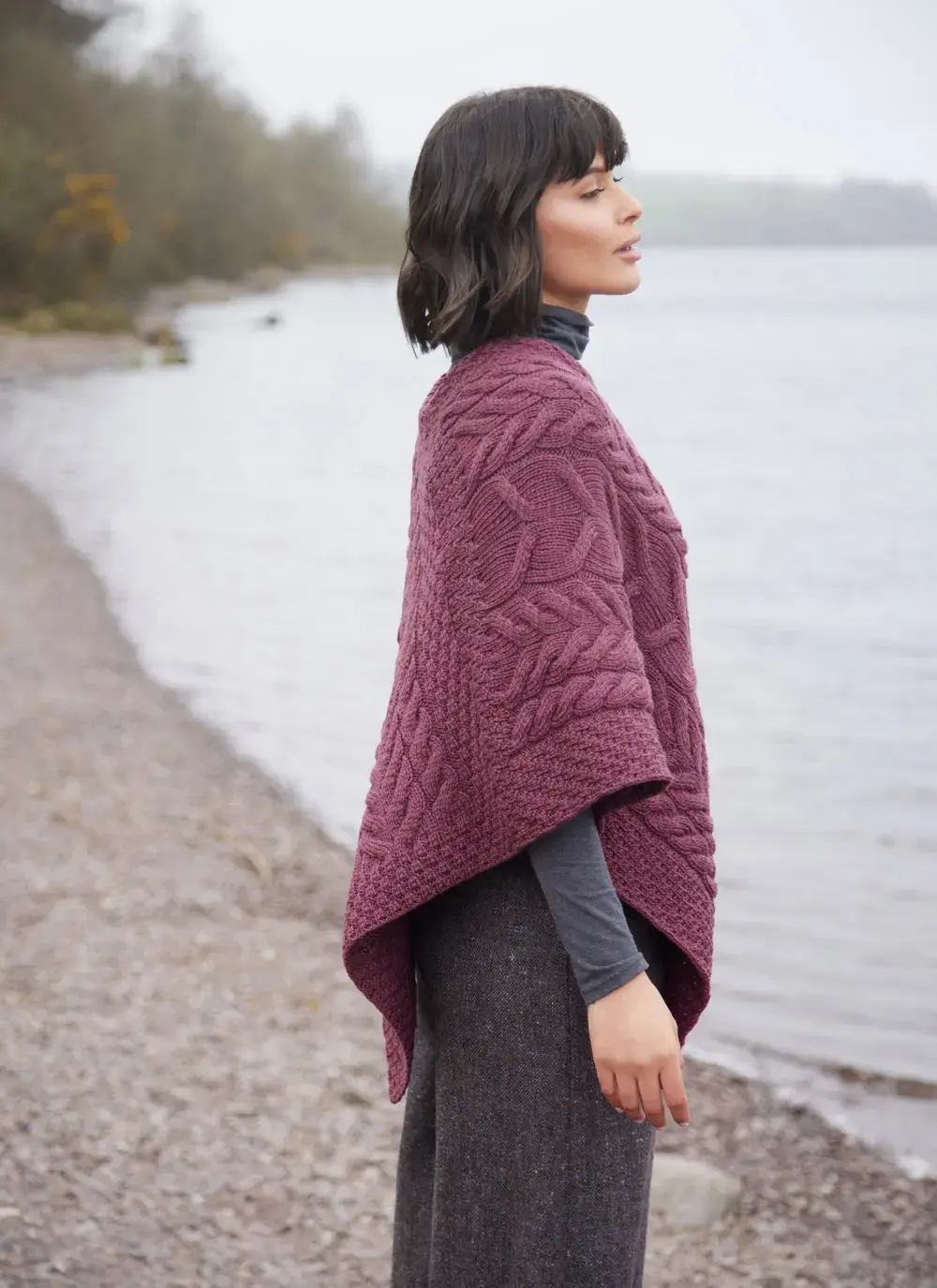 Supersoft Merino Wool Cable Poncho