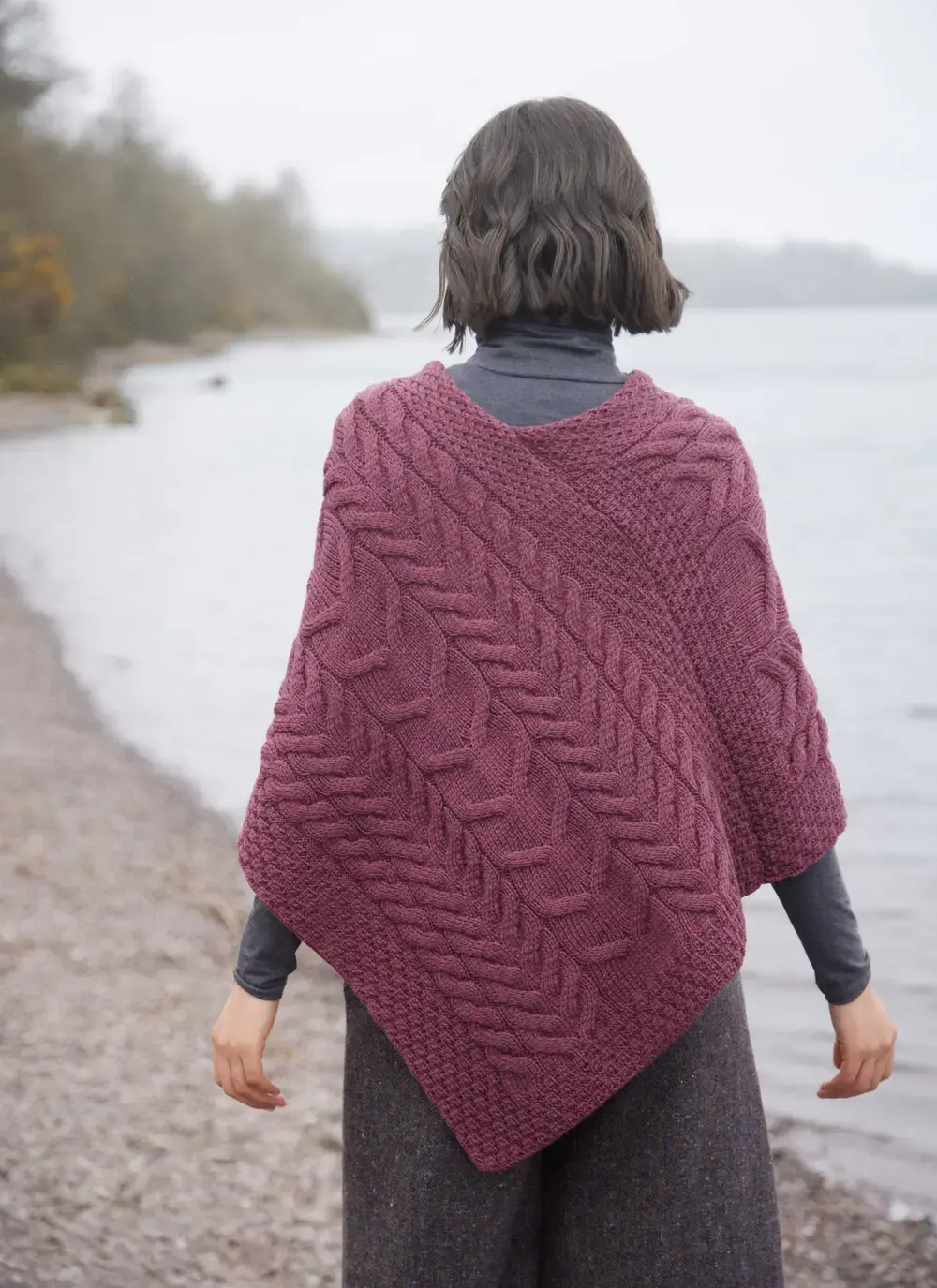 Supersoft Merino Wool Cable Poncho
