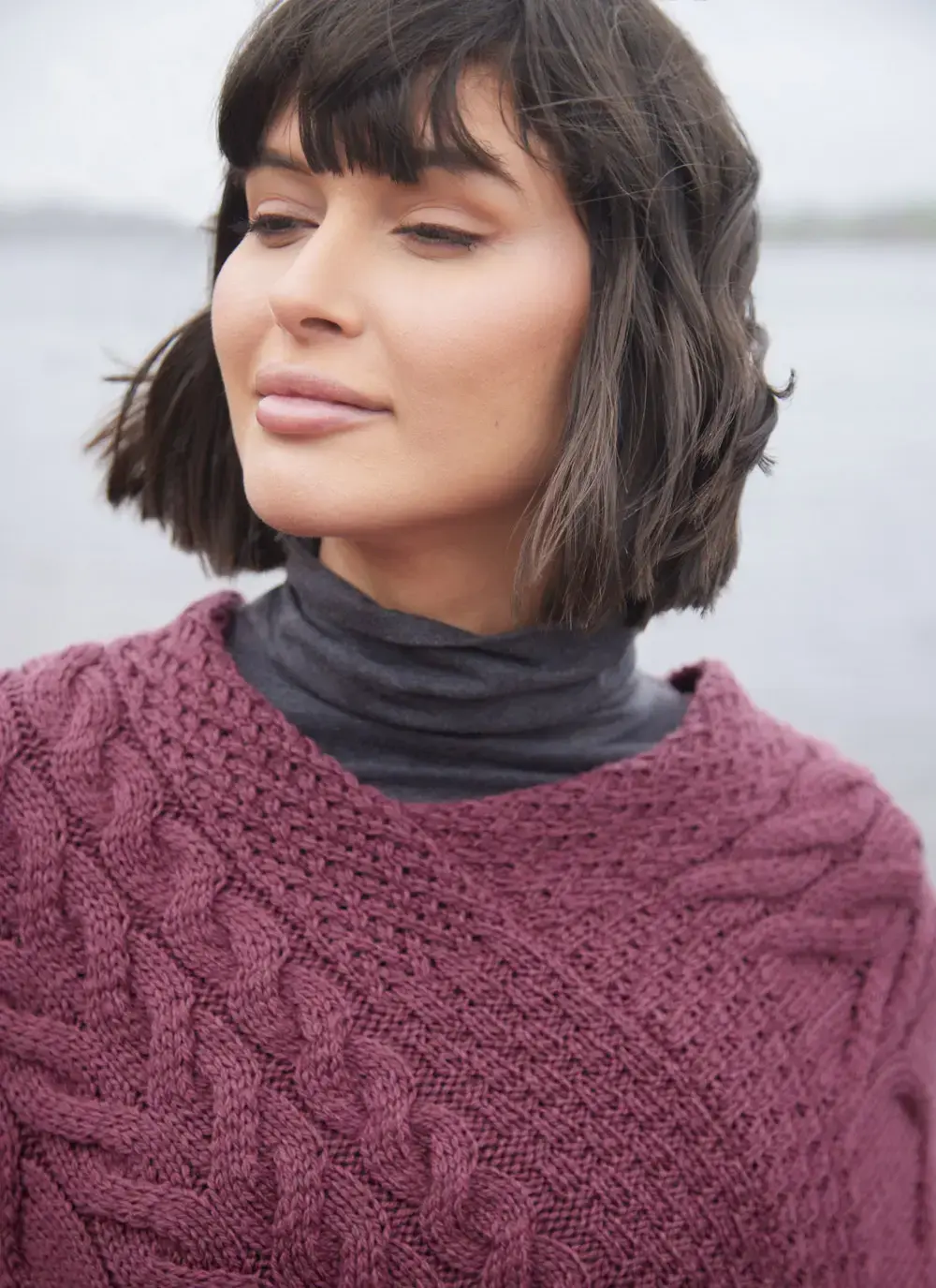 Supersoft Merino Wool Cable Poncho