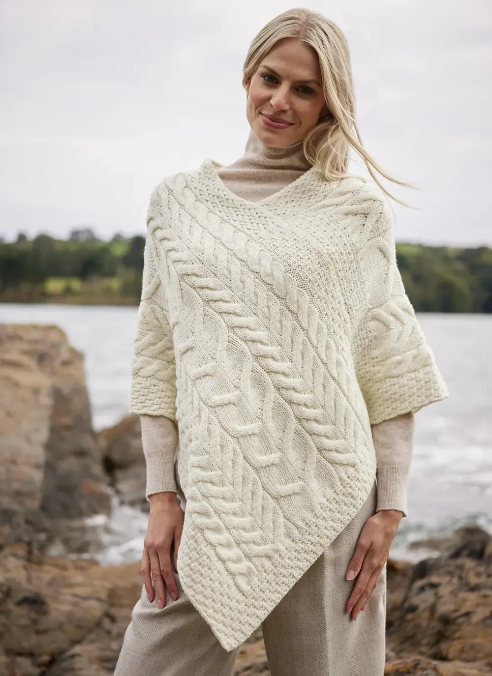 Supersoft Merino Wool Cable Poncho