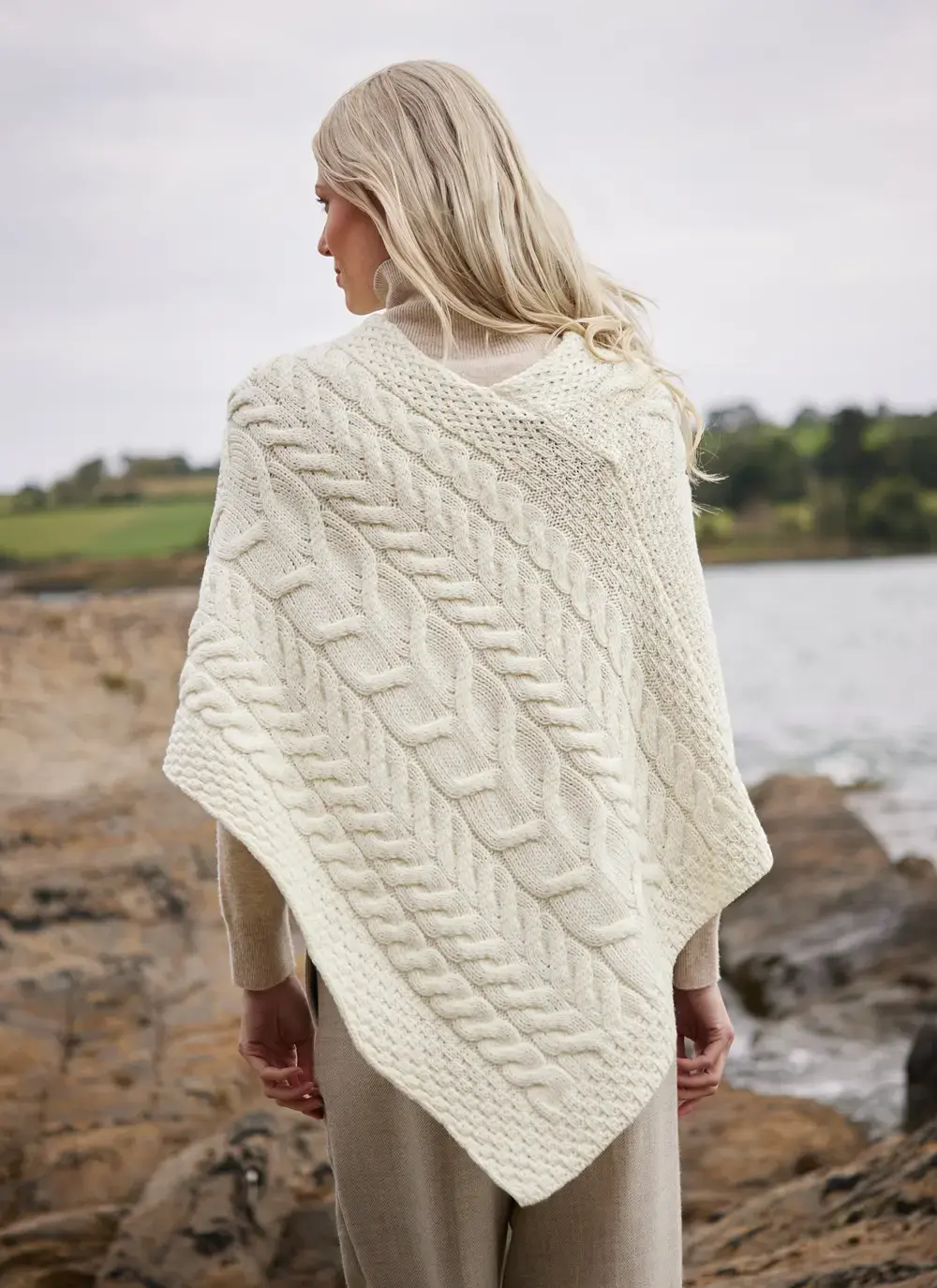 Supersoft Merino Wool Cable Poncho