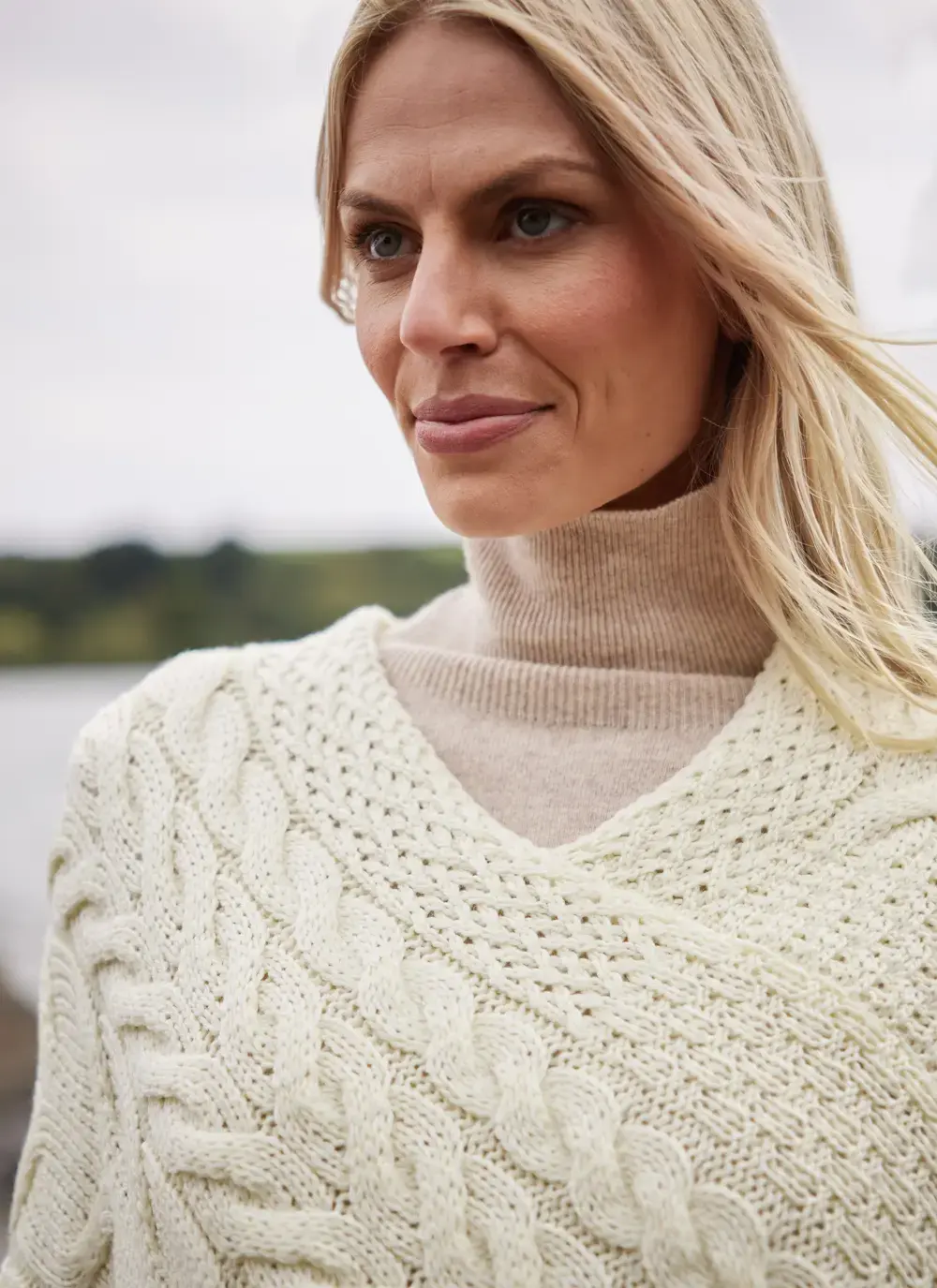 Supersoft Merino Wool Cable Poncho