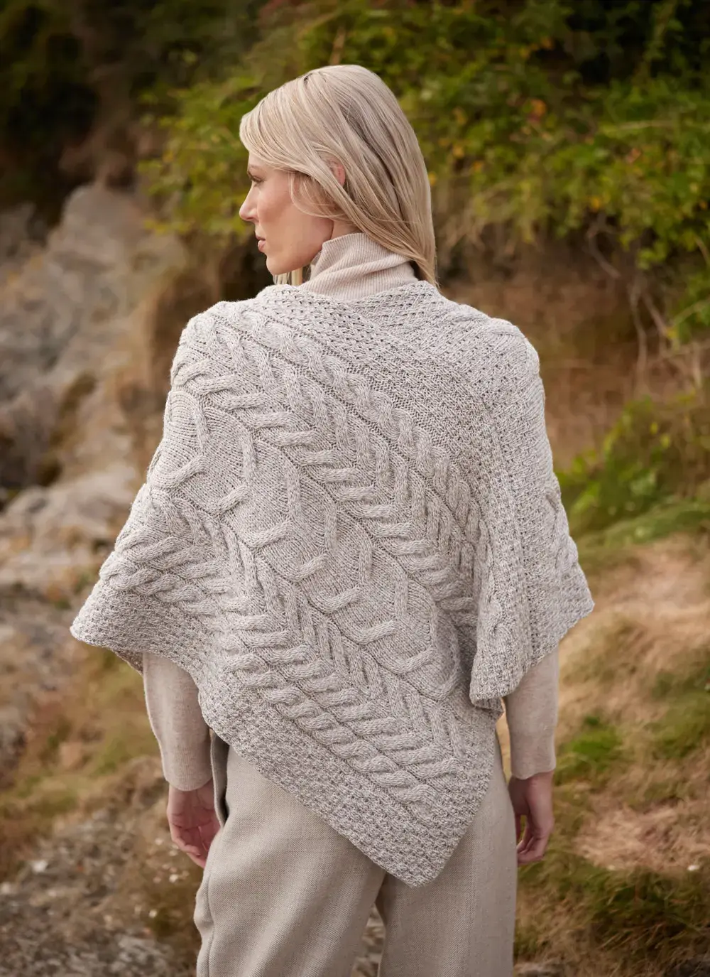 Supersoft Merino Wool Cable Poncho