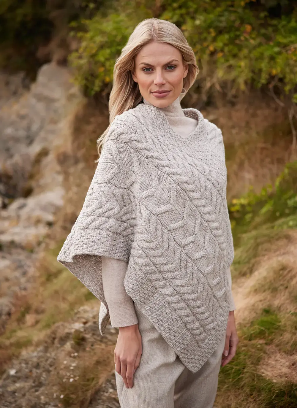 Supersoft Merino Wool Cable Poncho