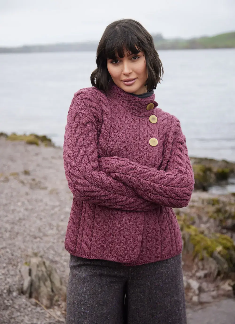 Supersoft Merino Wool Button Neck Cardigan