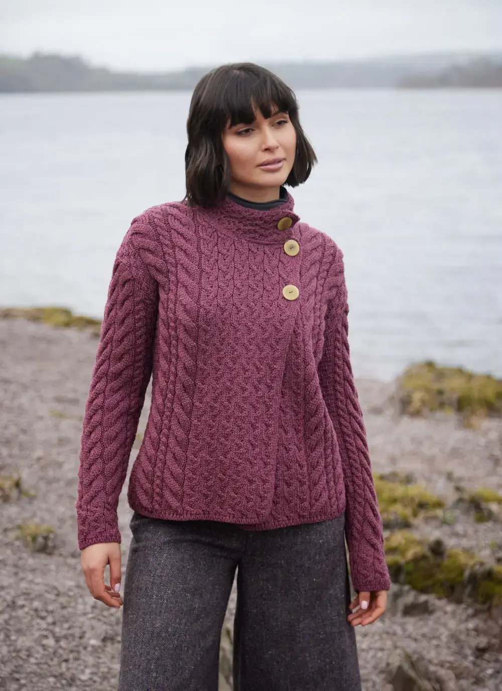 Supersoft Merino Wool Button Neck Cardigan