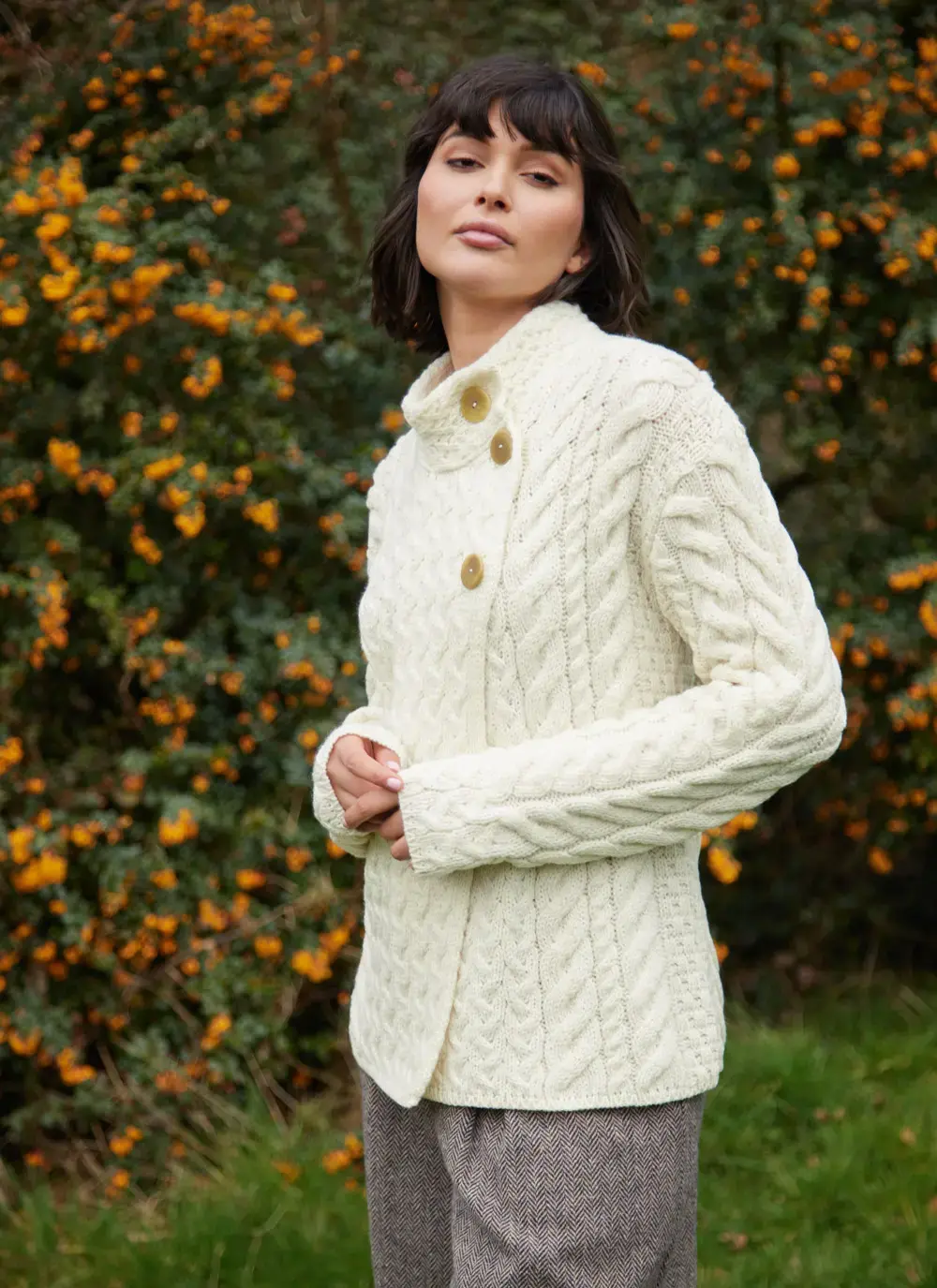 Supersoft Merino Wool Button Neck Cardigan