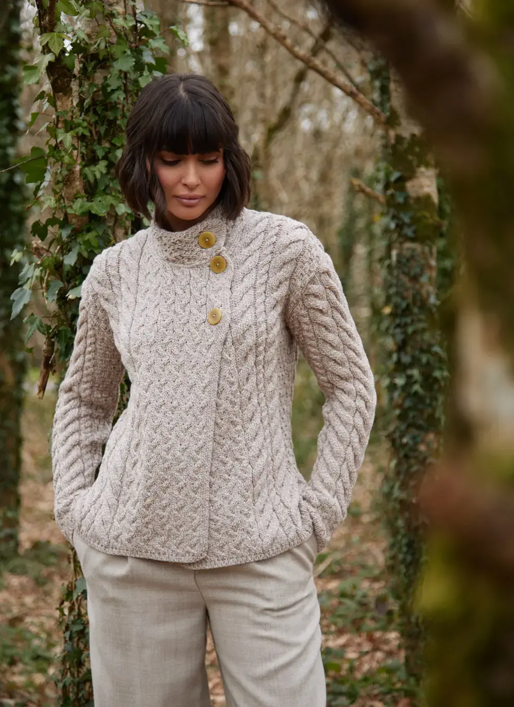 Supersoft Merino Wool Button Neck Cardigan