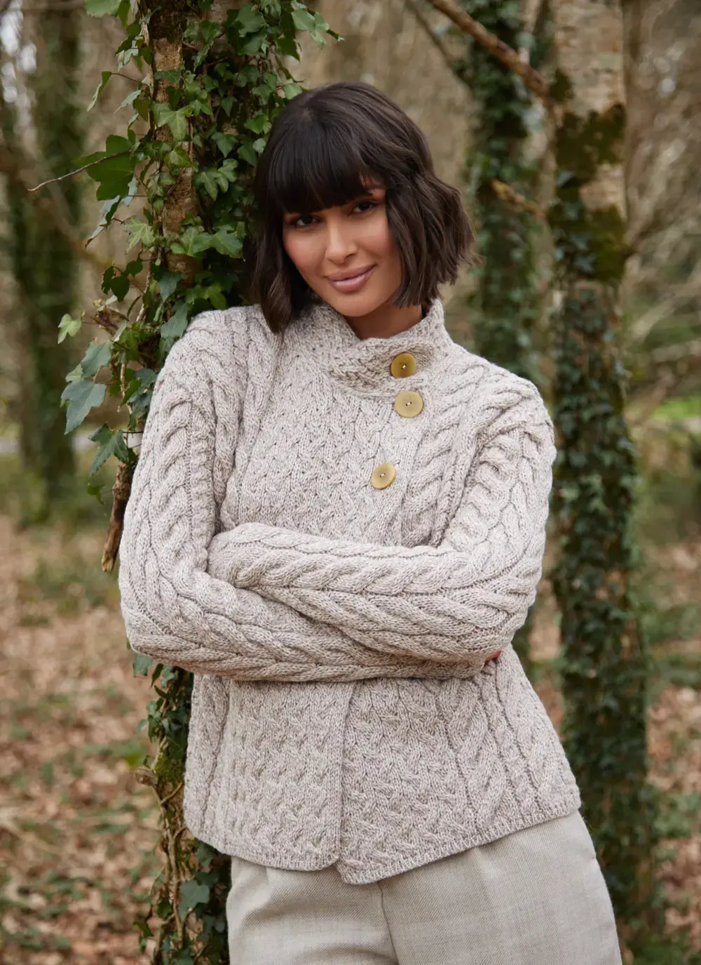 Supersoft Merino Wool Button Neck Cardigan