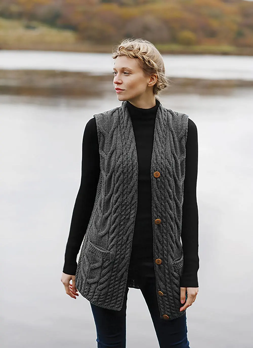 Supersoft Sleeveless Cable Cardigan 