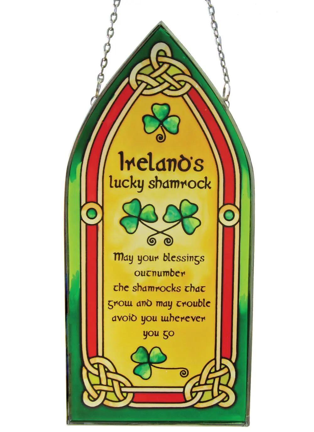Lucky Irish Shamrock Gothic Glass Panel