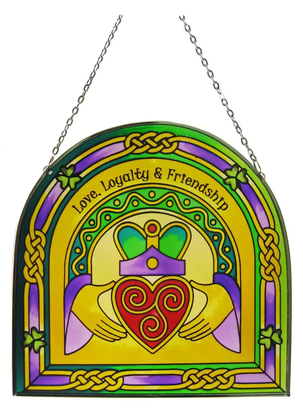 Stained Glass Claddagh Ring Arch Suncatcher 